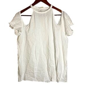 Michael Michael Kors White Textured Halter Neck Cold Shoulder Top Extra Large XL